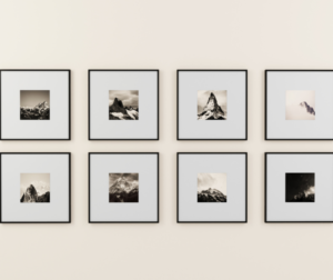 Black and white photos can add flair to your photo wall.