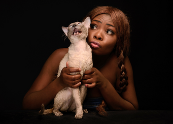 Woman holding a cat