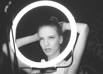 Female model preparing for a photoshoot