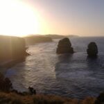 The Twelve Apostles limestone sea stacks rising out of the Southern Ocean along the Great Ocean Road